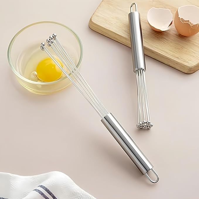 2 Pieces 10.23inch Stainless Steel Ball Whisks, Durable Manual Egg Beater - Image 8