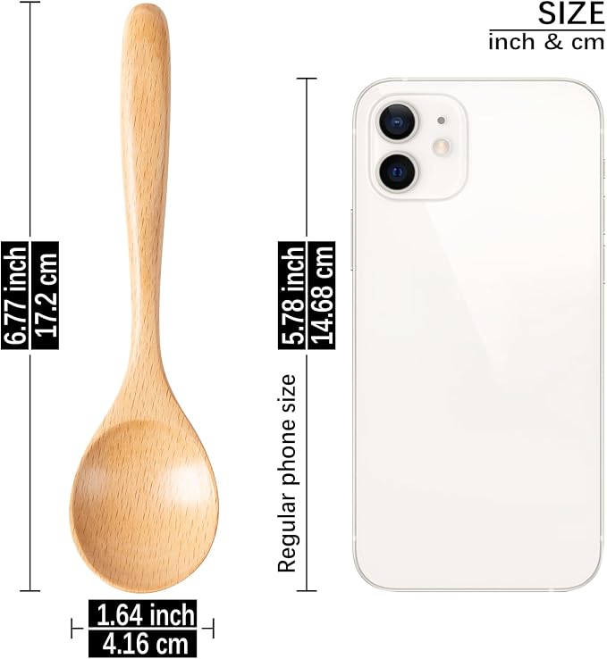 6 PCS Wooden Spoons for Honey, 6.7 inch Small Wooden Spoons - Image 2