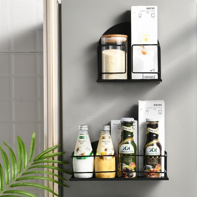 Magnetic Shelf for Kitchen, Bathroom, or Fridge, Black