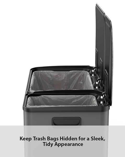 Lovewind Double Trash Can Kitchen, 13+5.5 Gallon Stainless Steel Dual Trash and - Image 6