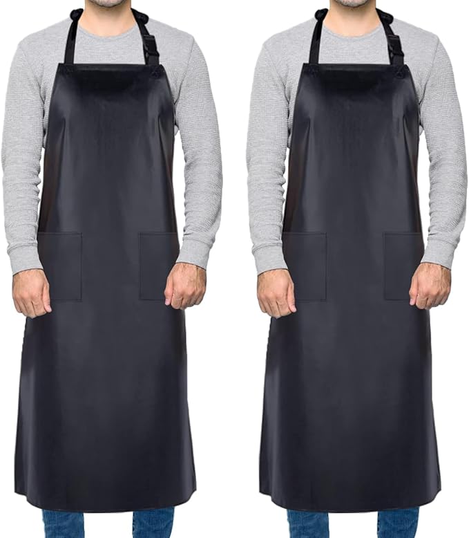 Homsolver 2 Pack Waterproof Rubber Aprons, Heavy Duty Butcher by Homsolver