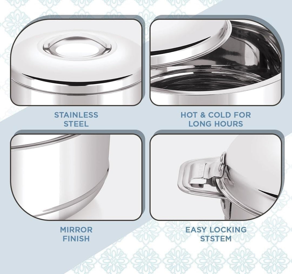 Casserole Stainless Steel Set of 3 (500 ml,1000 ml, 1500 ml) Double