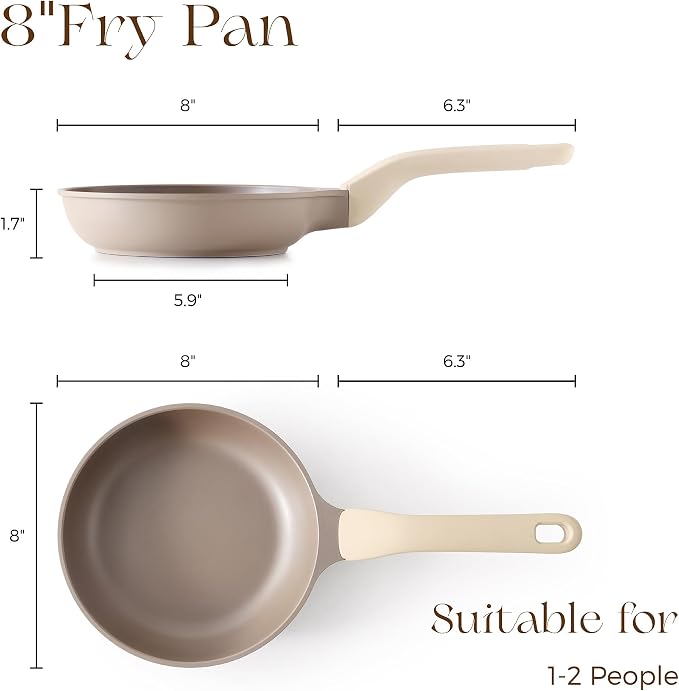 PRICUSIS Nonstick Frying Pan, 8/10/12 Inch Stain/Scratch/Crack Proof Chef Pan - Image 2