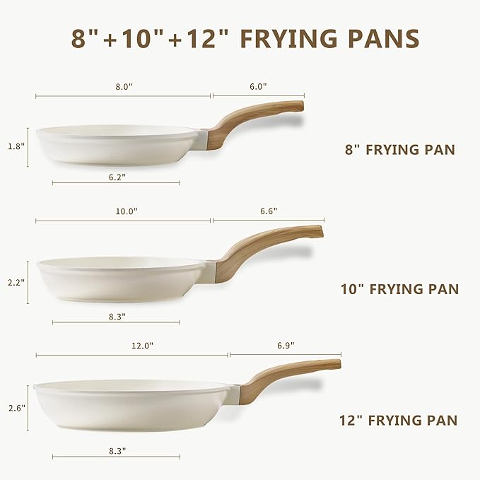 CAROTE Non Stick Frying Pan Skillet Set, Omelet Pan, Healthy Non Toxic Granite - Image 2