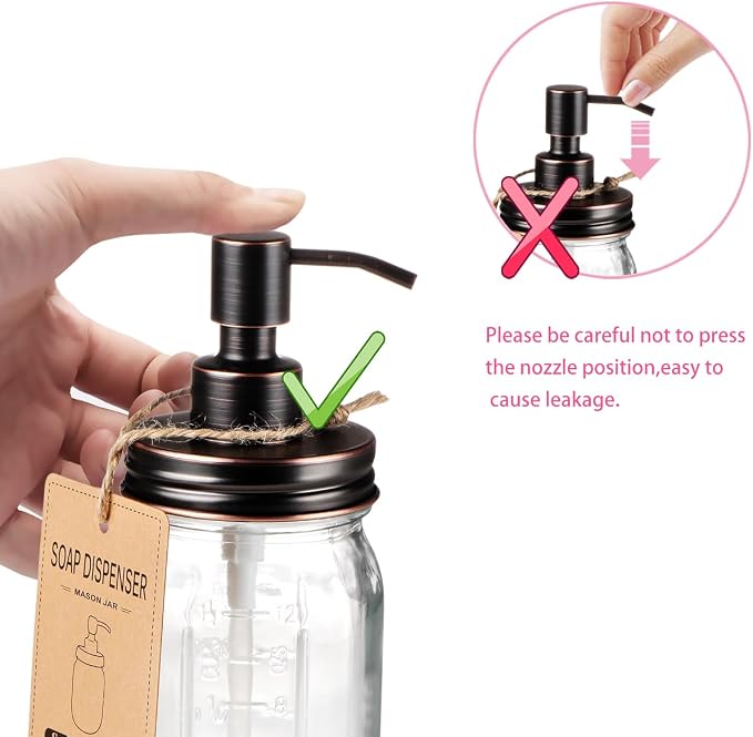 Amolliar Mason Jar Liquid Soap Dispenser, Rustproof Stainless Steel Replacement - Image 6