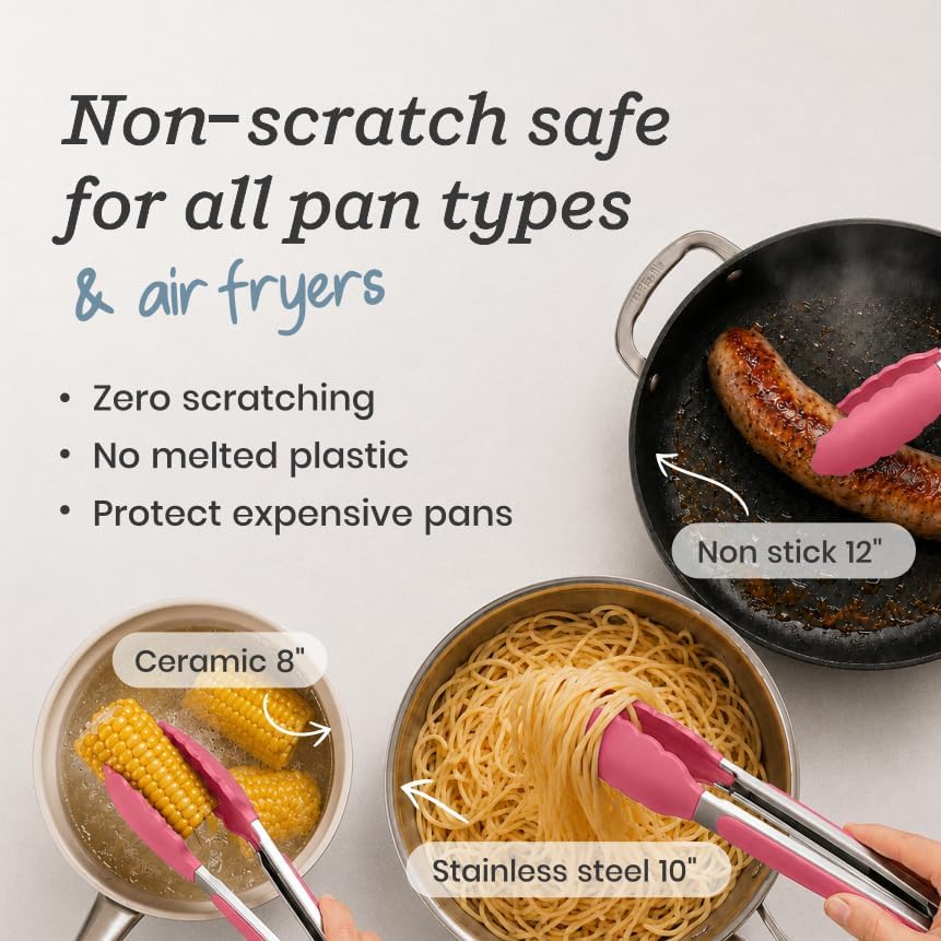 Starpack Silicone Kitchen Tongs, 2-Pack, 9" + 12"