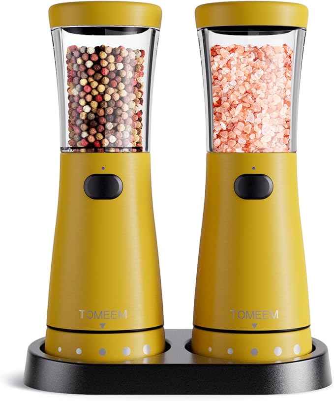 Electric Salt and Pepper Grinder Set by Tomeem