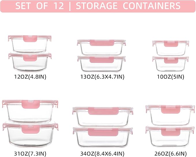 FAWLES 12 Pack Glass Storage Containers - Image 2