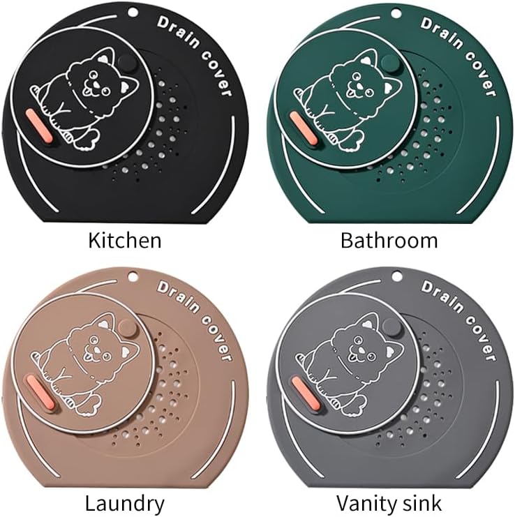 4 Pack Silicone Bathtub Stopper & Drain Cover, Shower Drain Hair