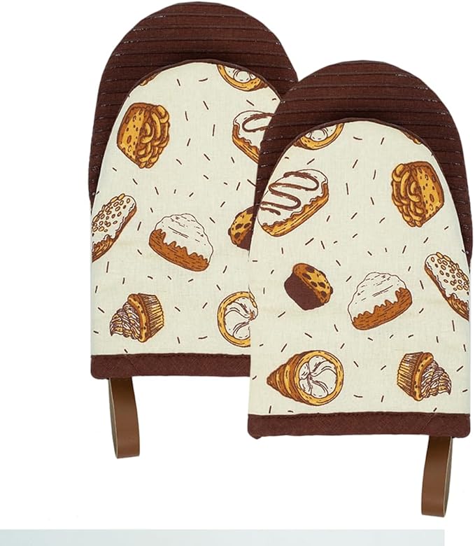 Folkulture Mini Oven Mitts Heat Resistant | Set of 2 Short Oven Mitts by FOLKULTURE