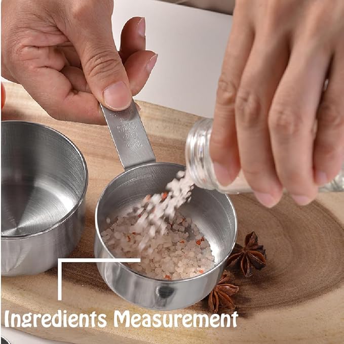 Stainless Steel Measuring Cups Set, 5 Pieces Kitchen Measuring Sets Gadgets tool - Image 6