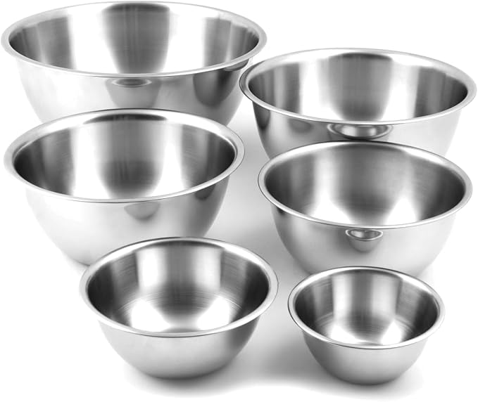 Fox Run 6-Piece Nesting Stainless Steel Polished Mirror Finish Mixing Bowls Set by foxrunbrands