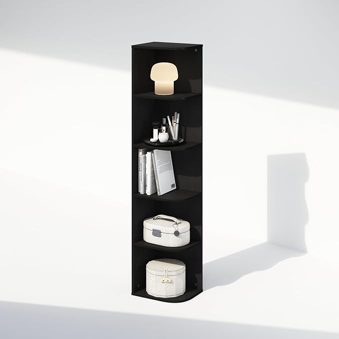 Furinno Reed Corner Shelf, 5-Tier Corner Bookshelf, Book Shelf, Corner Shelves - Image 4