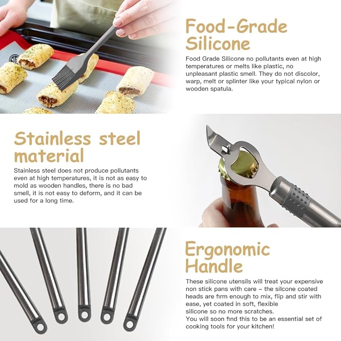 Kitchen Utensil Set-Silicone Cooking Utensils-33 Kitchen Gadgets & Spoons - Image 5