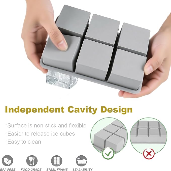 Large Ice Cube Trays for Whiskey, silicone ice cube trays - Image 3