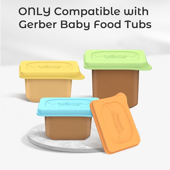 Baby Food Lids Compatible with Gerber Food Containers, BPA Free Silicone Baby - Image 2