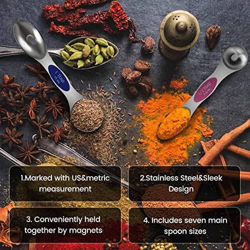 Stainless Steel Magnetic Measuring Spoons Set of 8 with strong