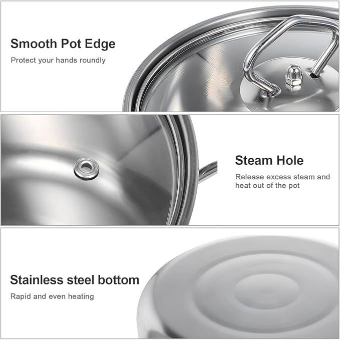 Kichvoe 5 Sets Stainless Steel Stock Pots Set - Image 7