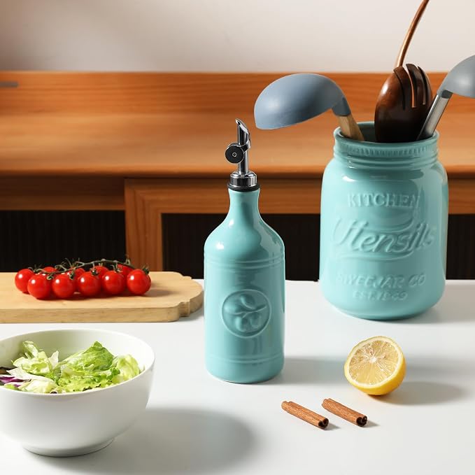 Sweejar 16 Oz Ceramic Olive Oil Dispenser Bottle, Oil Dispenser - Image 2