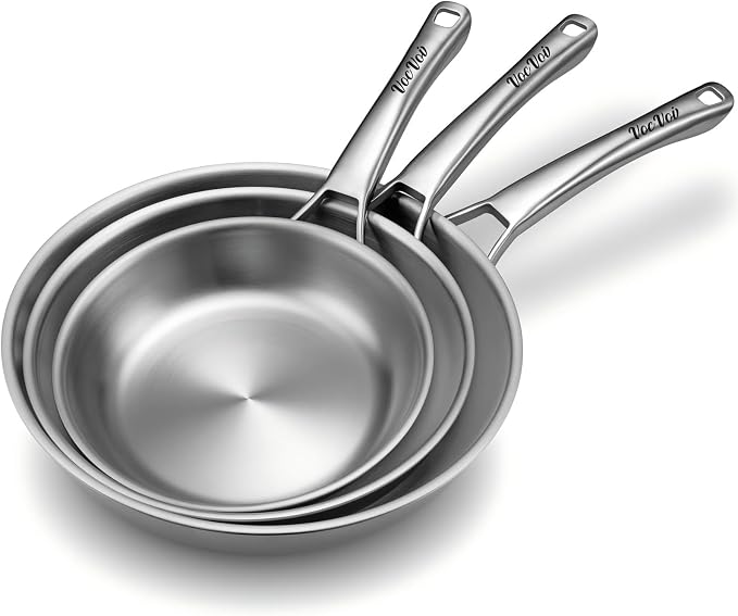 VocVoi Stainless Steel Pan Set, Frying Pan Set, 8/10/12 Inch Stainless Steel by VocVoi