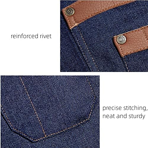 TOPTIE Denim Half Waist Apron with Pockets for Server Waiter Waitress