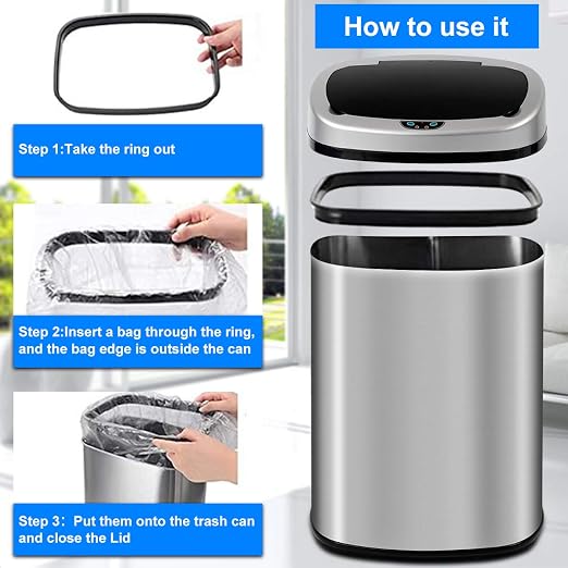 Dkeli Kitchen Trash Can for Bathroom Bedroom Home Office Automatic Touch Free - Image 5