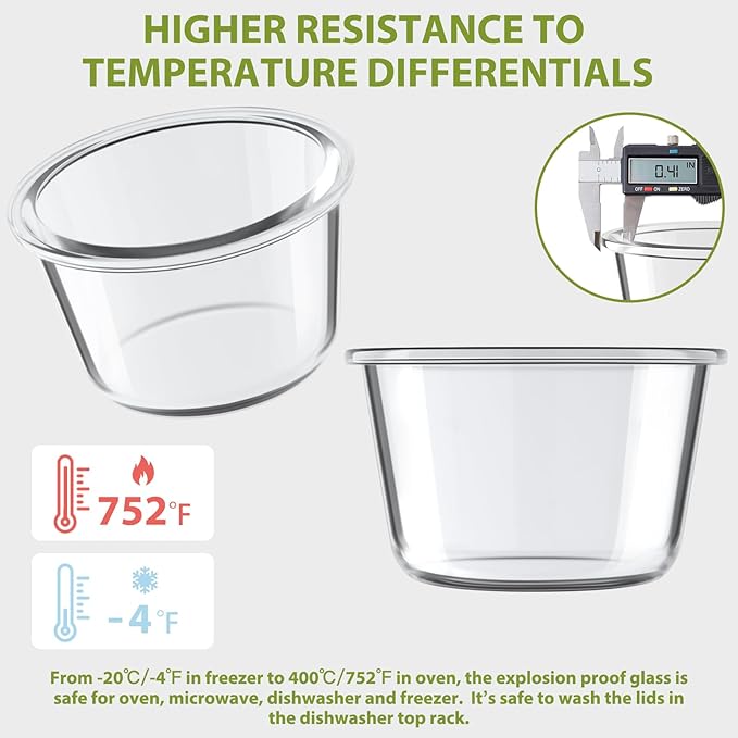 16oz Glass Meal Prep Containers, Airtight 2 Cup Glass Storage Containers - Image 5