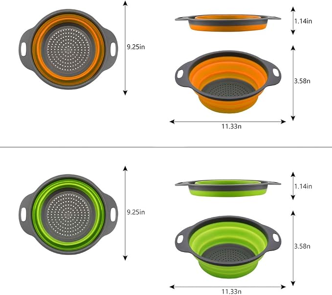 QiMH Collapsible Colander Set of 3-2 PC 4 Quart and 1 PC 6 Quart Over the Sink - Image 2