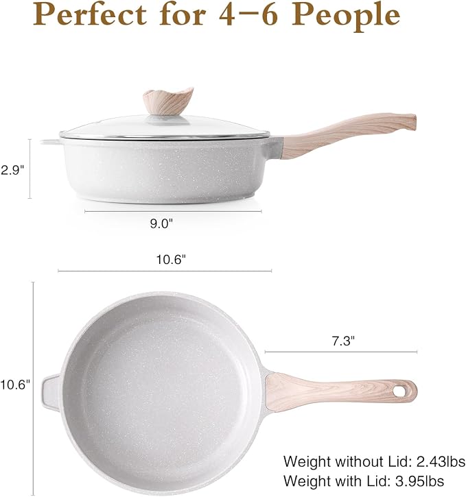 Kordisen Nonstick Ceramic Deep Frying Pan, 10 Inch Non Toxic Skillet - Image 6