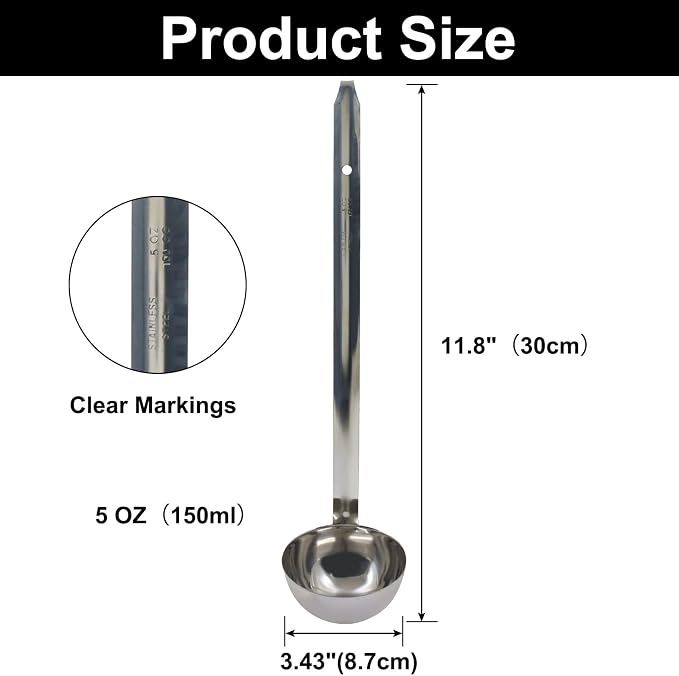 5 Oz Stainless Steel Ladle, 11.8" Long Handle Length - Image 2