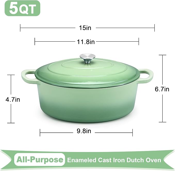 E-far 5QT Oval Dutch Oven Pot - Image 2