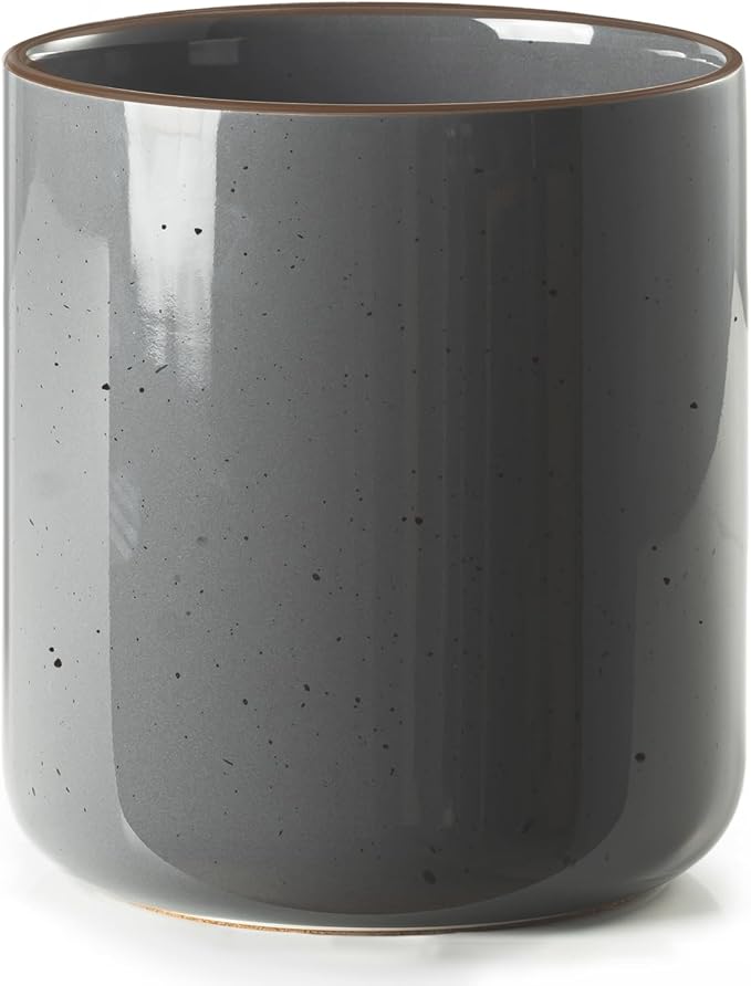 getstar Large Utensil Holder for Kitchen Counter, 7.2" Grey Ceramic Utensils by Getstar