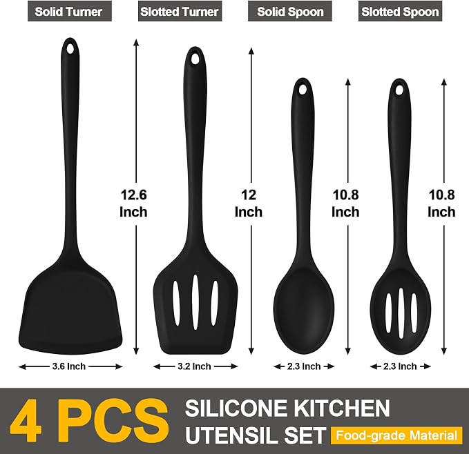 P&P CHEF Kitchen Utensil Set, 4 Pieces Non-stick Silicone Cooking Utensils - Image 2