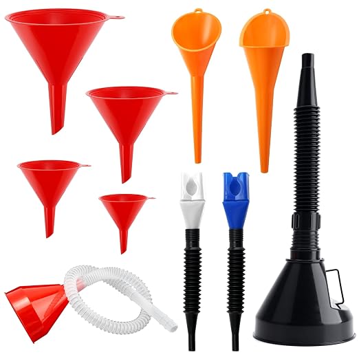10Pcs Funnels for Automotive Use, Automotive Funnels Set, Wide Mouth Fuel Funnel by vvag