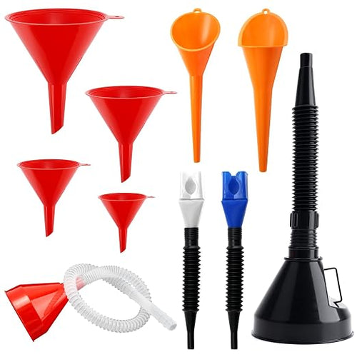 10Pcs Funnels for Automotive Use, Automotive Funnels Set, Wide Mouth Fuel Funnel by vvag