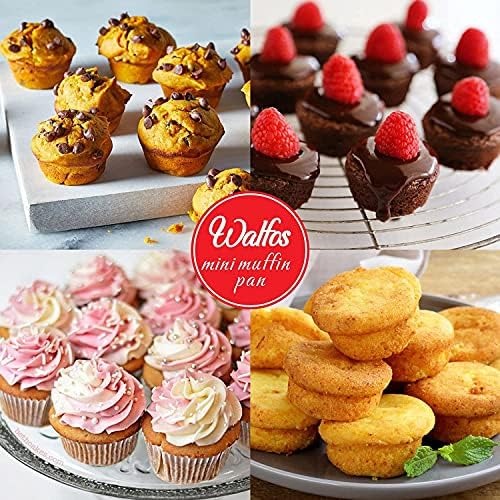 Walfos Silicone Cupcake Pan Set, 2-Piece Mini 24 Cups Muffin Baking