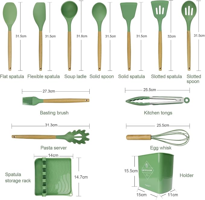 MYKUJA Silicone Cooking Utensils Set, Heat Resistant Kitchen Utensils Set - Image 3
