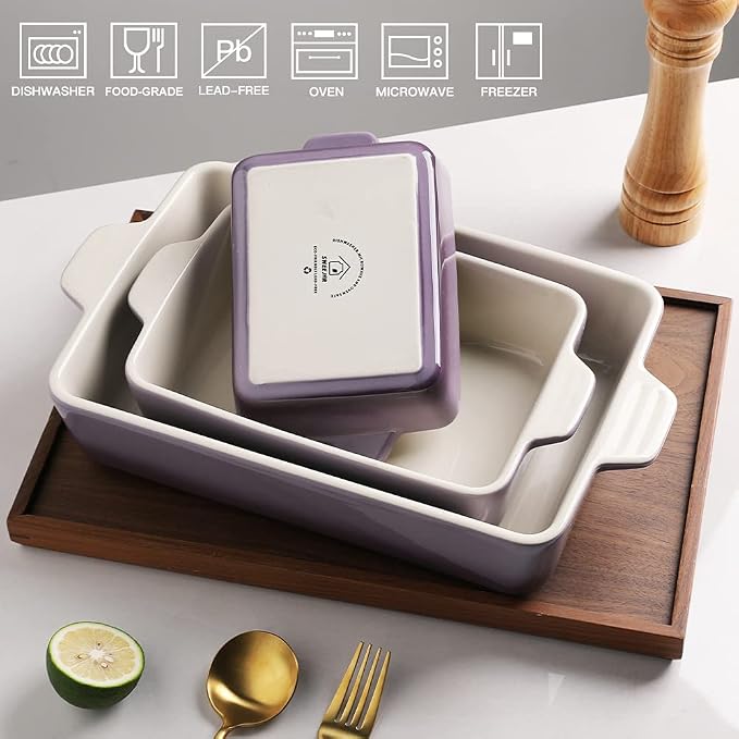 Sweejar Ceramic Bakeware Set, Rectangular Baking Dish - Image 2