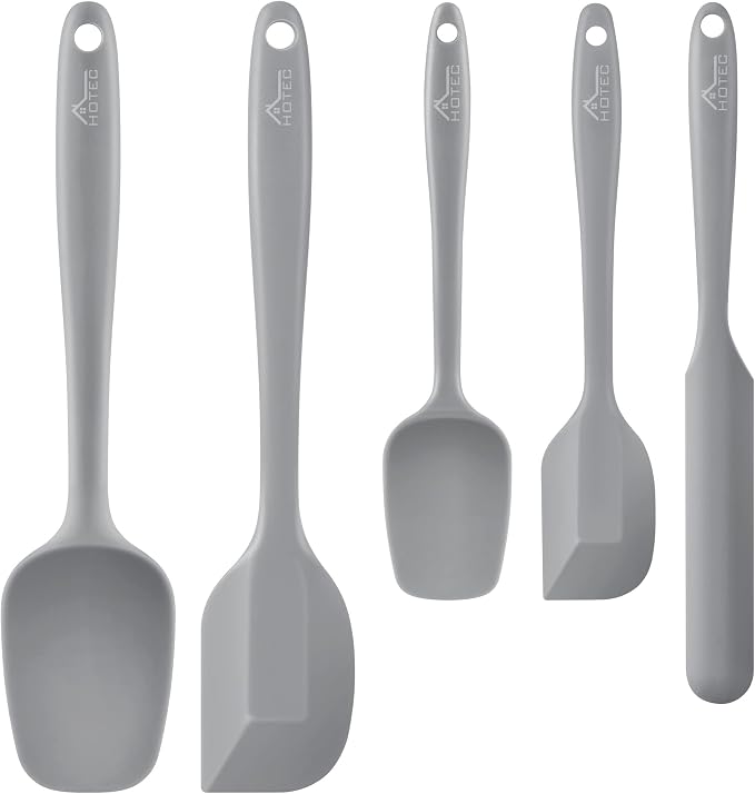 HOTEC 600℉ Heat Resistant BPA-Free Silicone Rubber Spatula Set, Kitchen Cooking by Hotec