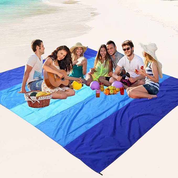 WIWIGO Beach Blanket Waterproof Sandproof Beach Mat 79" X 83"/10'x9'for 2-8 - Image 6