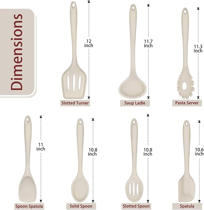 P&P CHEF Silicone Cooking Utensils Set of 7, Heat-proof Kitchen Utensils Set - Image 2