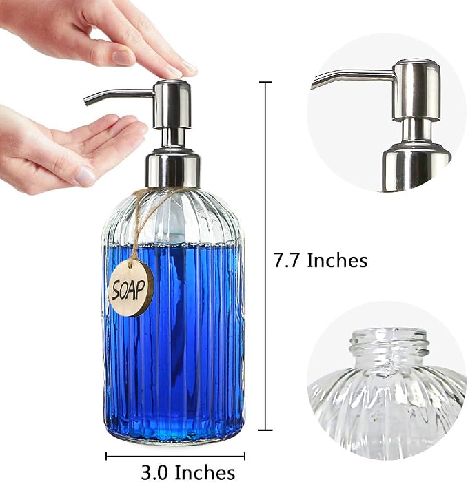 JASAI 18 Oz Clear Glass Soap Dispenser - Image 5