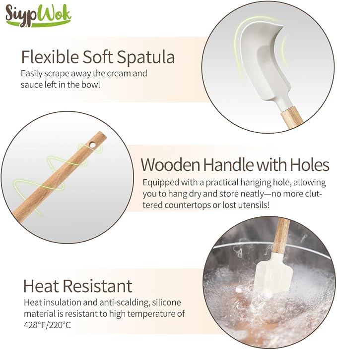 Silicone Spatula Set, Food Grade Rubber Spatula-5 Piece Nonstick Rubber Spatulas - Image 5
