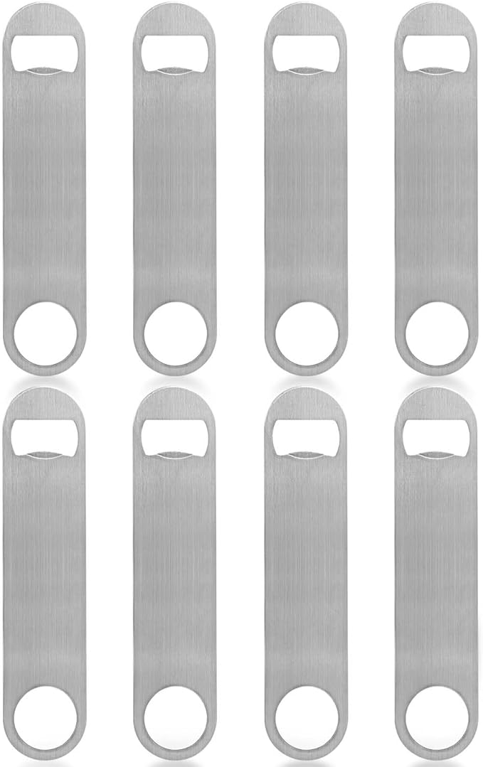 KISEER Heavy Duty Stainless Steel Flat Bottle Opener, 8 Pack Beer Bottle Opener by KISEER