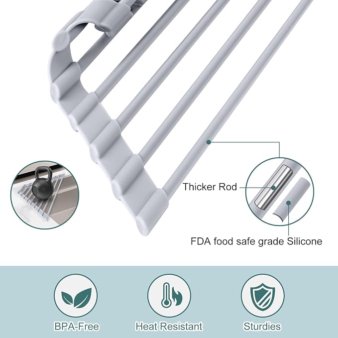 MERRYBOX Triangle Roll Up Dish Drying Rack Over The Sink, 2025 Anti-Rust Sink - Image 4