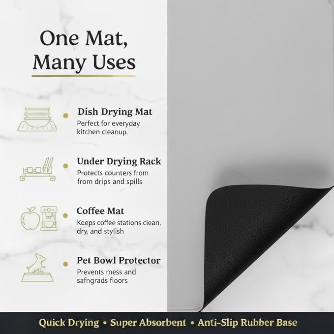 Dish Drying Mat Super Absorbent – 17" x 31" Coffee Mat - Image 3