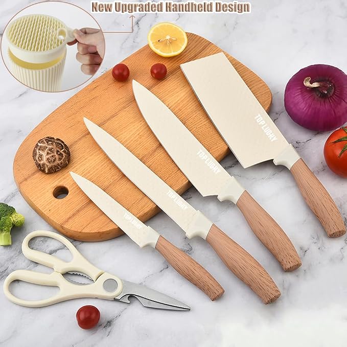 Knife Set, Wiztoynia 6-Piece Beige Kitchen Knife Set - Image 2