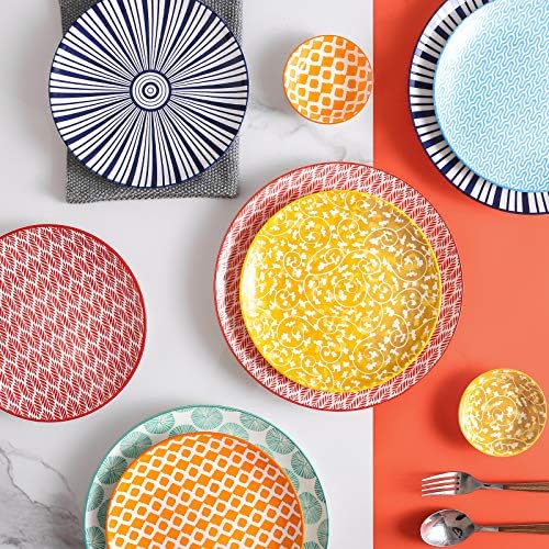 Selamica 8 inch Porcelain Dinner Plates, Large Size Serving Plate for