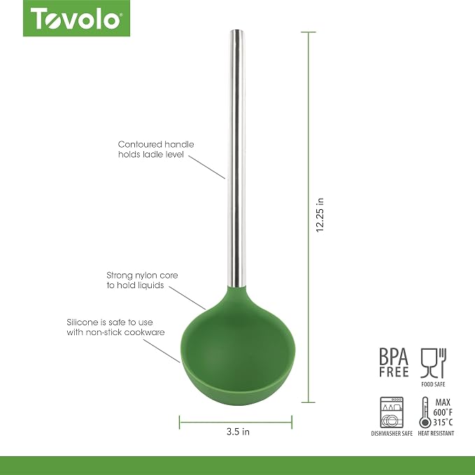 Tovolo Silicone Ladle With Stainless Steel Handle Deep Soup Ladle - Image 6
