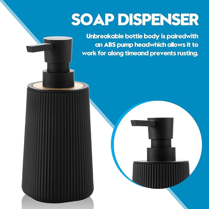 Small Soap Dispenser for Bathroom and Kitchen, Modern Farmhouse Striped Style - Image 5